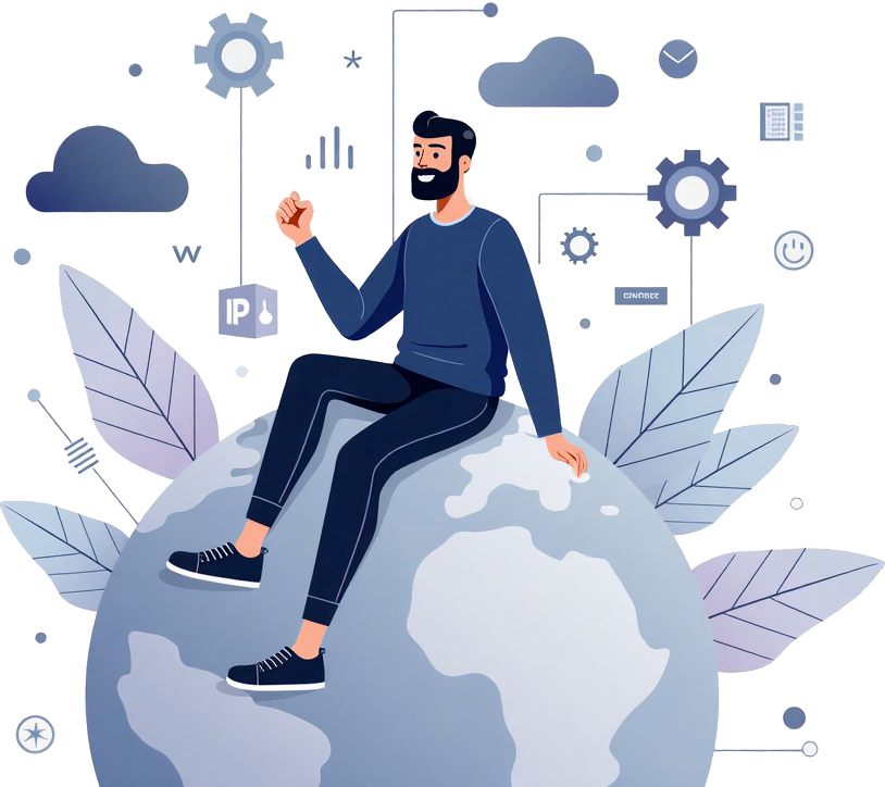A man on the world